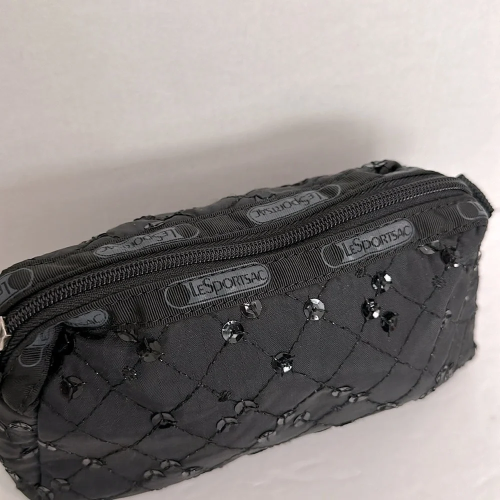 LeSportsac Black with sequins Cosmetic Bag small